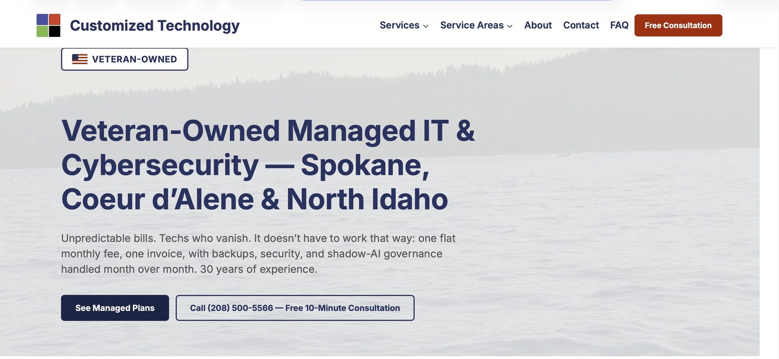 Customized Technology managed-IT website we built
